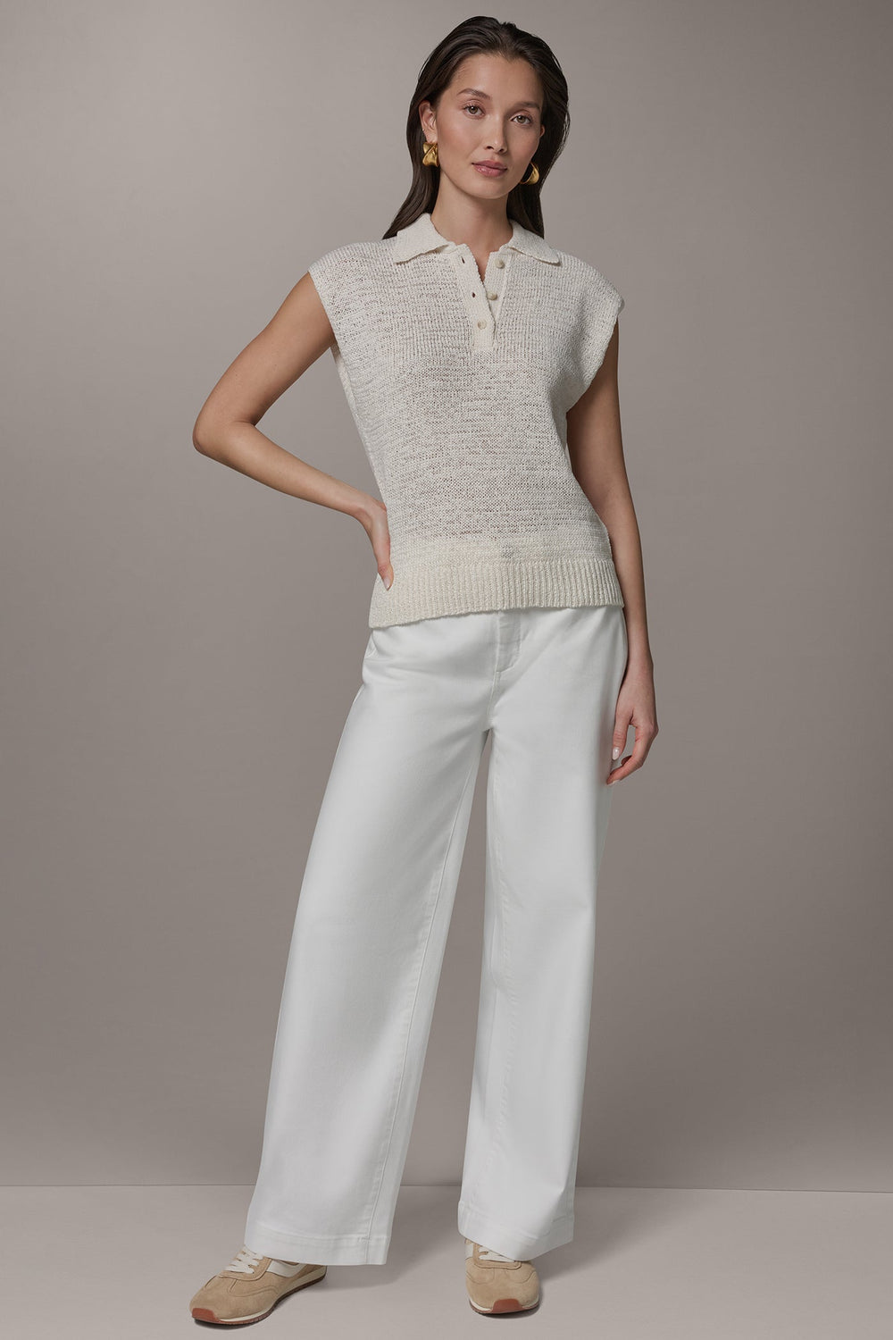 Donna Karan | SLEEVELESS POLO SWEATER