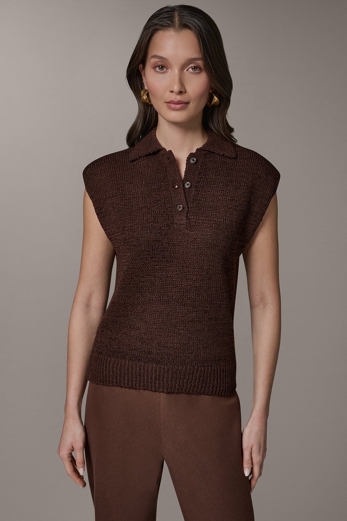 Donna Karan | SLEEVELESS POLO SWEATER