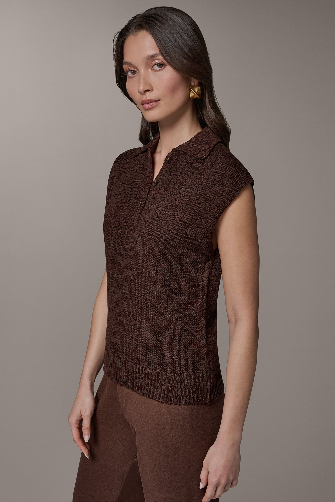 Donna Karan | SLEEVELESS POLO SWEATER