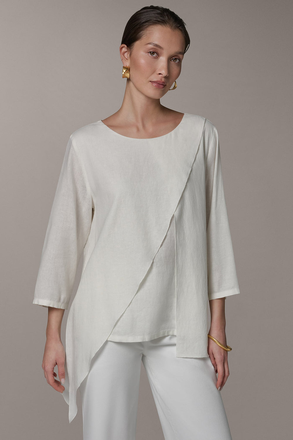 Donna Karan | 3/4 SLEEVE OVERLAY BLOUSE