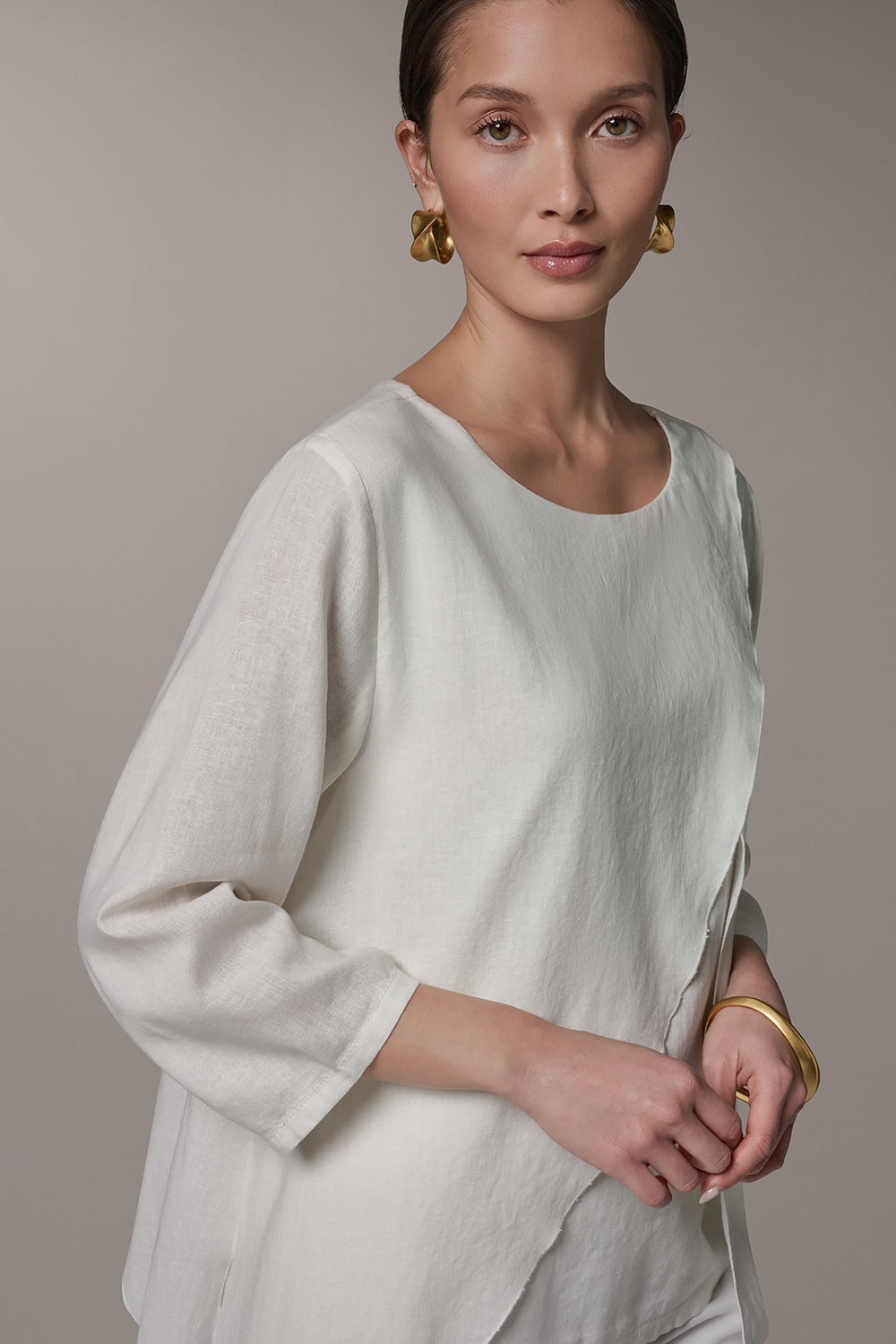Donna Karan | 3/4 SLEEVE OVERLAY BLOUSE