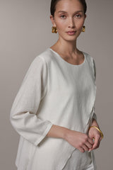 Donna Karan | 3/4 SLEEVE OVERLAY BLOUSE