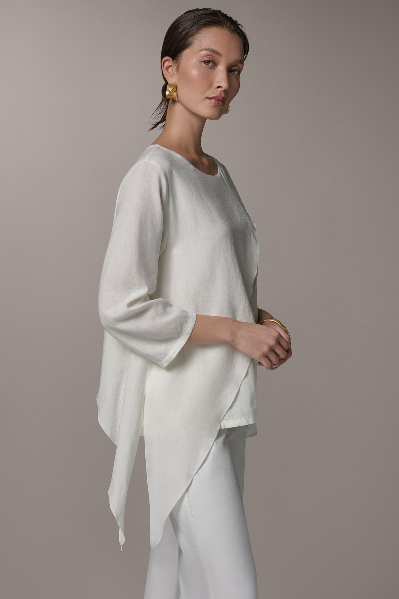 Donna Karan | 3/4 SLEEVE OVERLAY BLOUSE