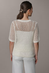 Donna Karan | SHORT SLEEVE OPEN STITCH SWEATER