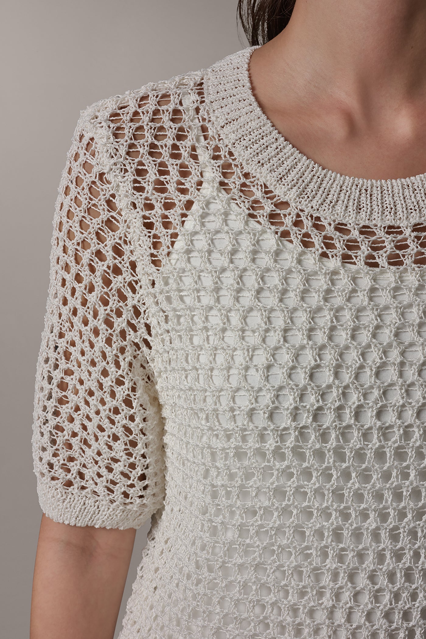 Donna Karan | SHORT SLEEVE OPEN STITCH SWEATER