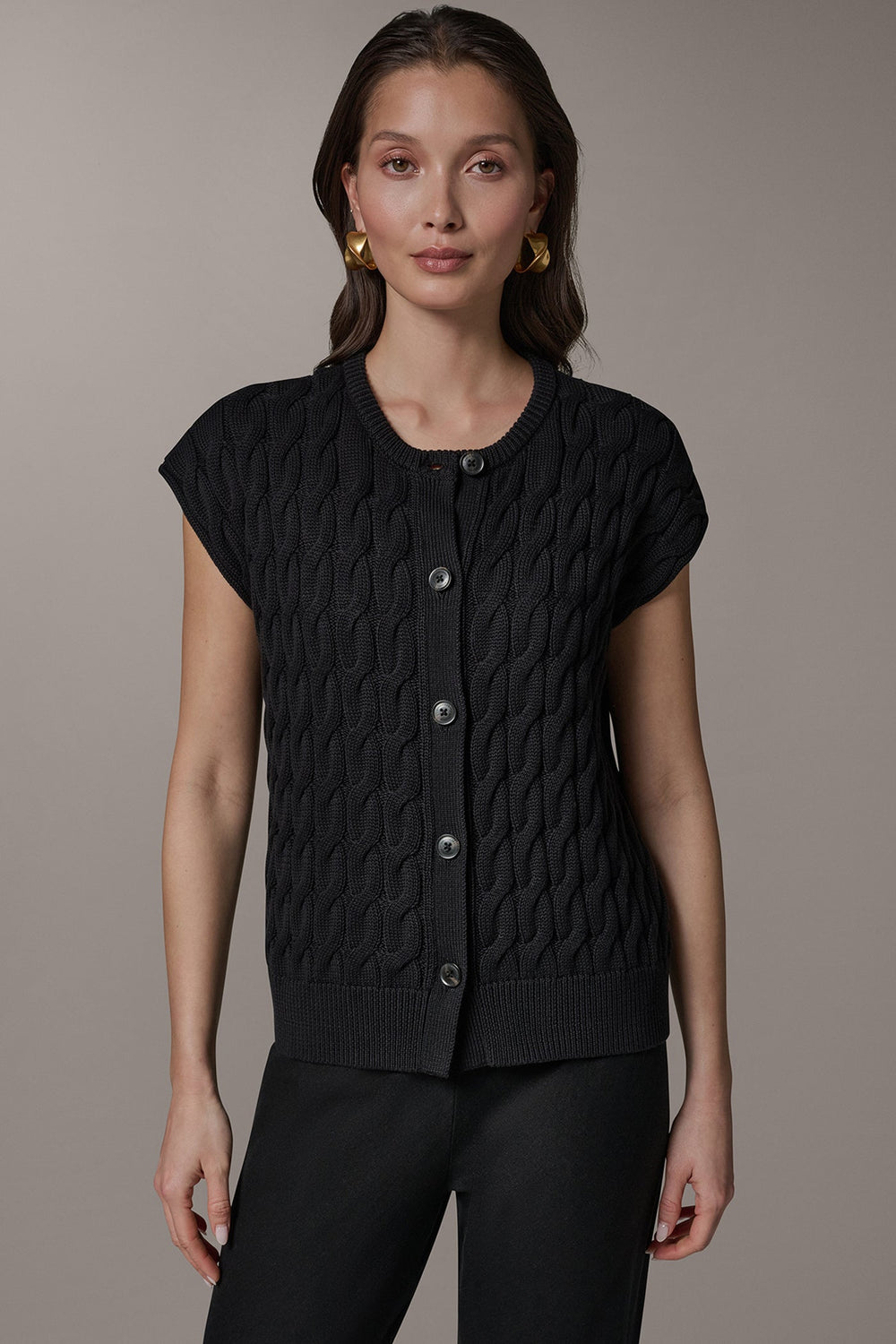 Donna Karan | SLEEVELESS CABLE KNIT VEST