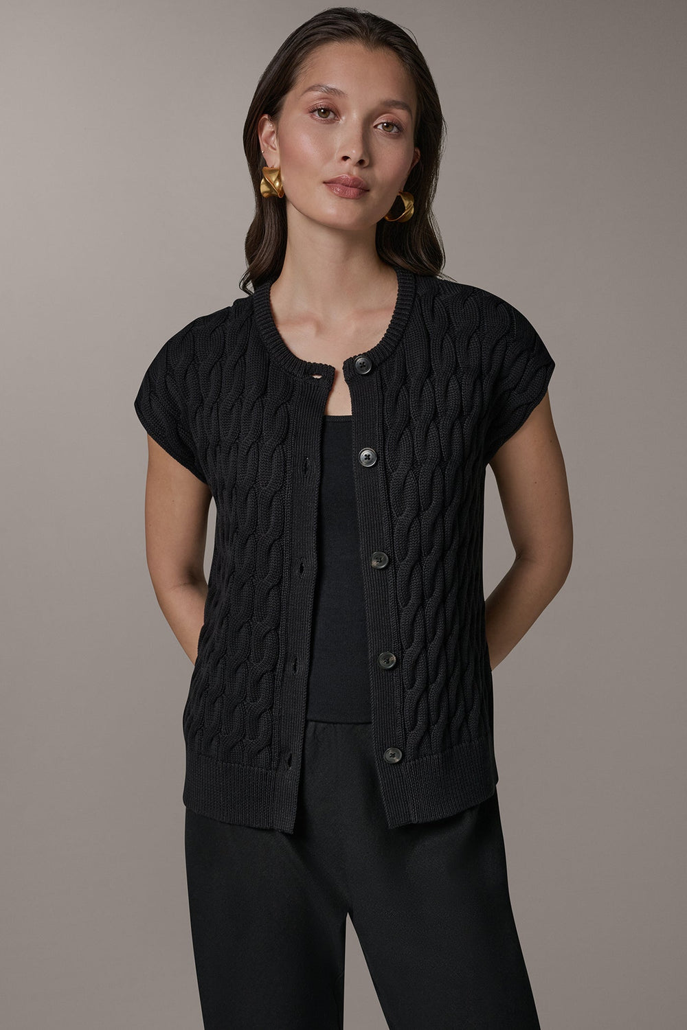 Donna Karan | SLEEVELESS CABLE KNIT VEST