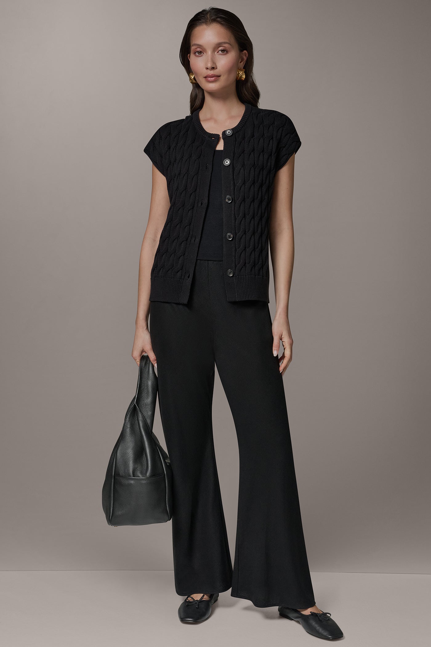 Donna Karan | SLEEVELESS CABLE KNIT VEST