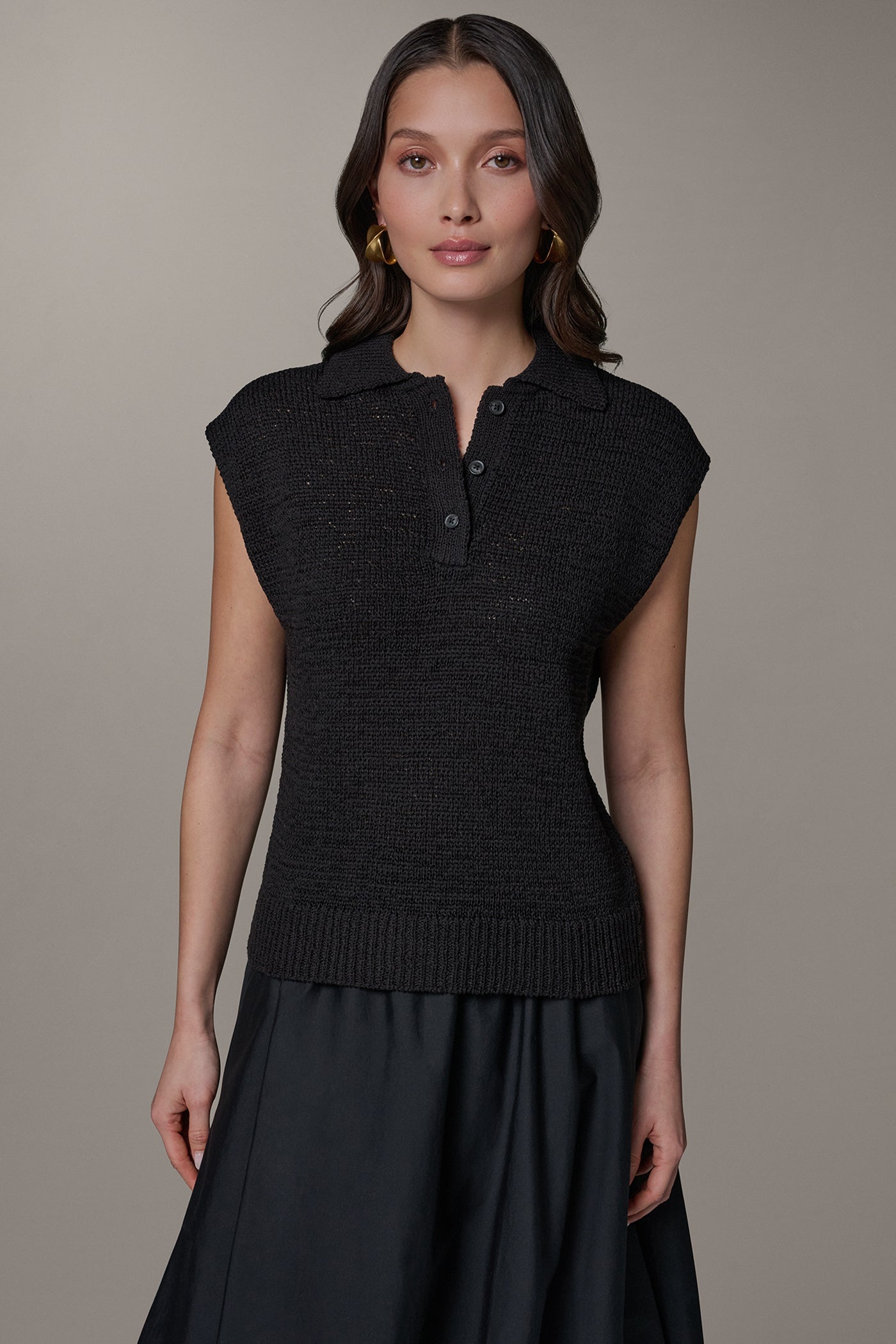 Donna Karan | SLEEVELESS POLO SWEATER