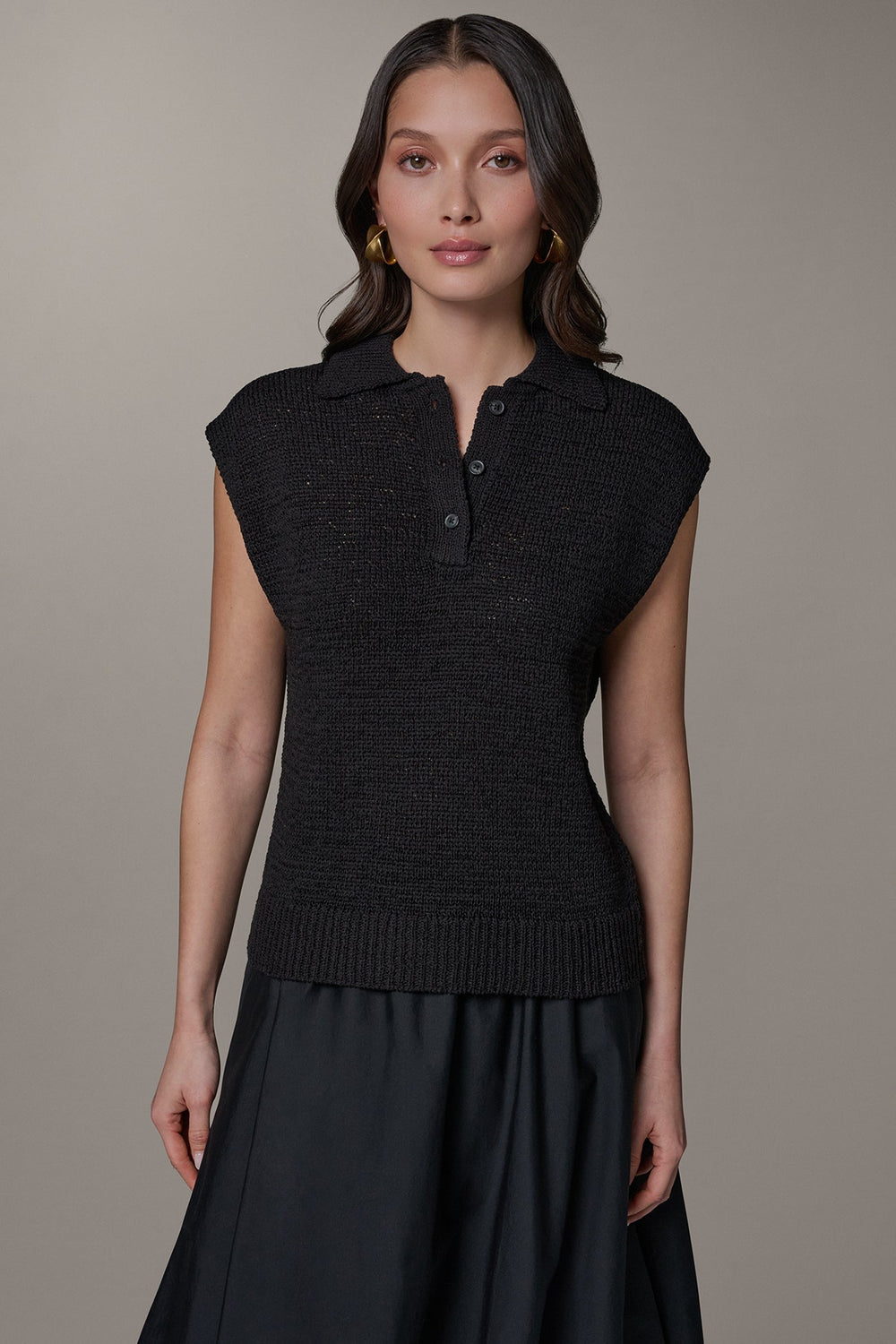 Donna Karan | SLEEVELESS POLO SWEATER