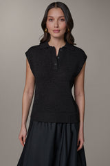 Donna Karan | SLEEVELESS POLO SWEATER