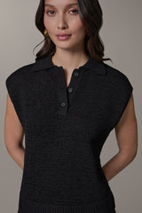 Donna Karan | SLEEVELESS POLO SWEATER