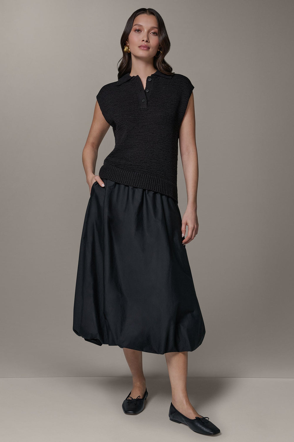 Donna Karan | SLEEVELESS POLO SWEATER