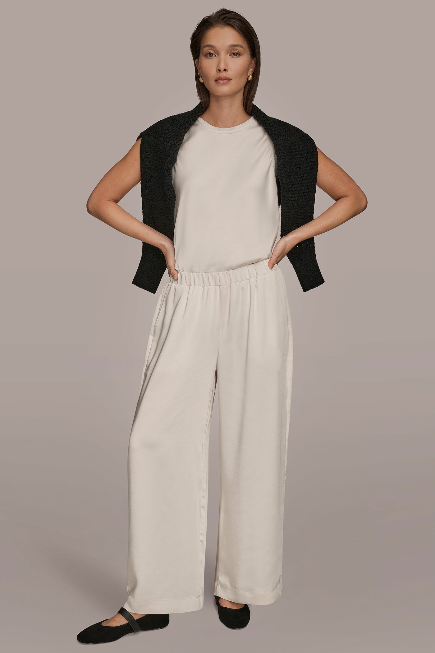 Donna Karan | SATIN MID-RISE RELAXED PANT