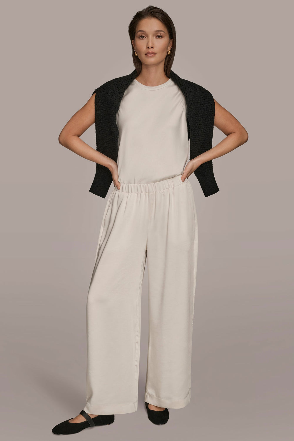 Donna Karan | SATIN MID-RISE RELAXED PANT