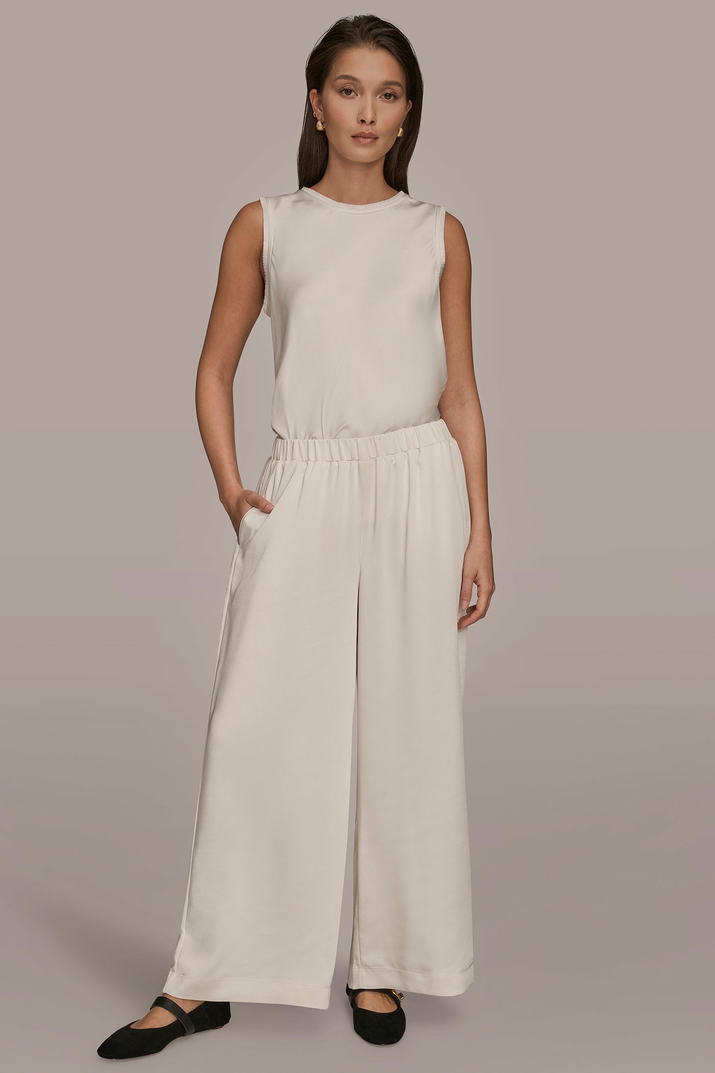 Donna Karan | SATIN MID-RISE RELAXED PANT