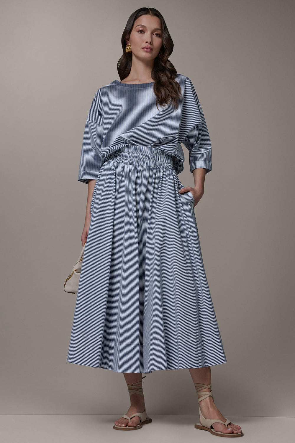 Donna Karan | STRIPE MAXI A-LINE SKIRT