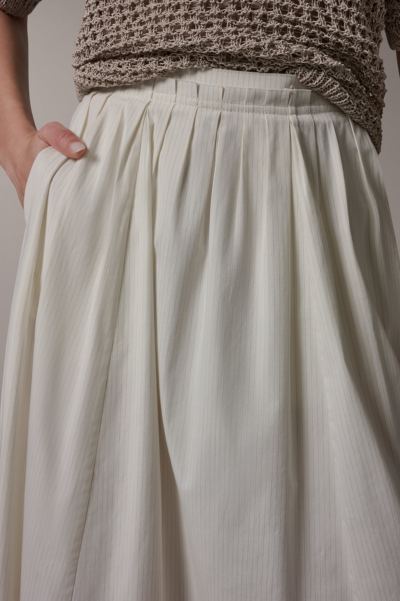 Donna Karan | PINSTRIPE MIDI A-LINE SKIRT