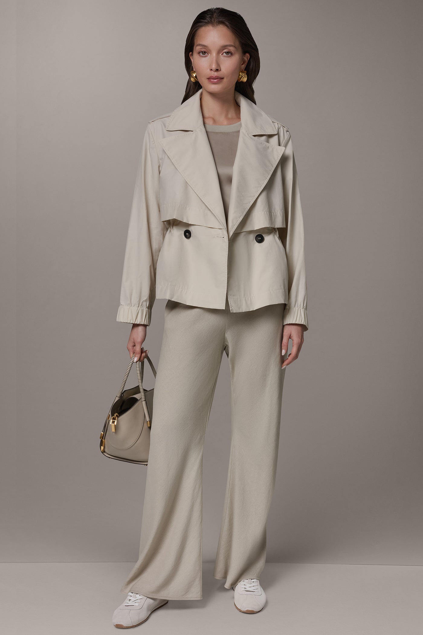 Donna Karan | LONG SLEEVE DOUBLE BREASTED TRENCH JACKET