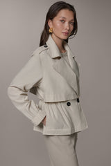 Donna Karan | LONG SLEEVE DOUBLE BREASTED TRENCH JACKET