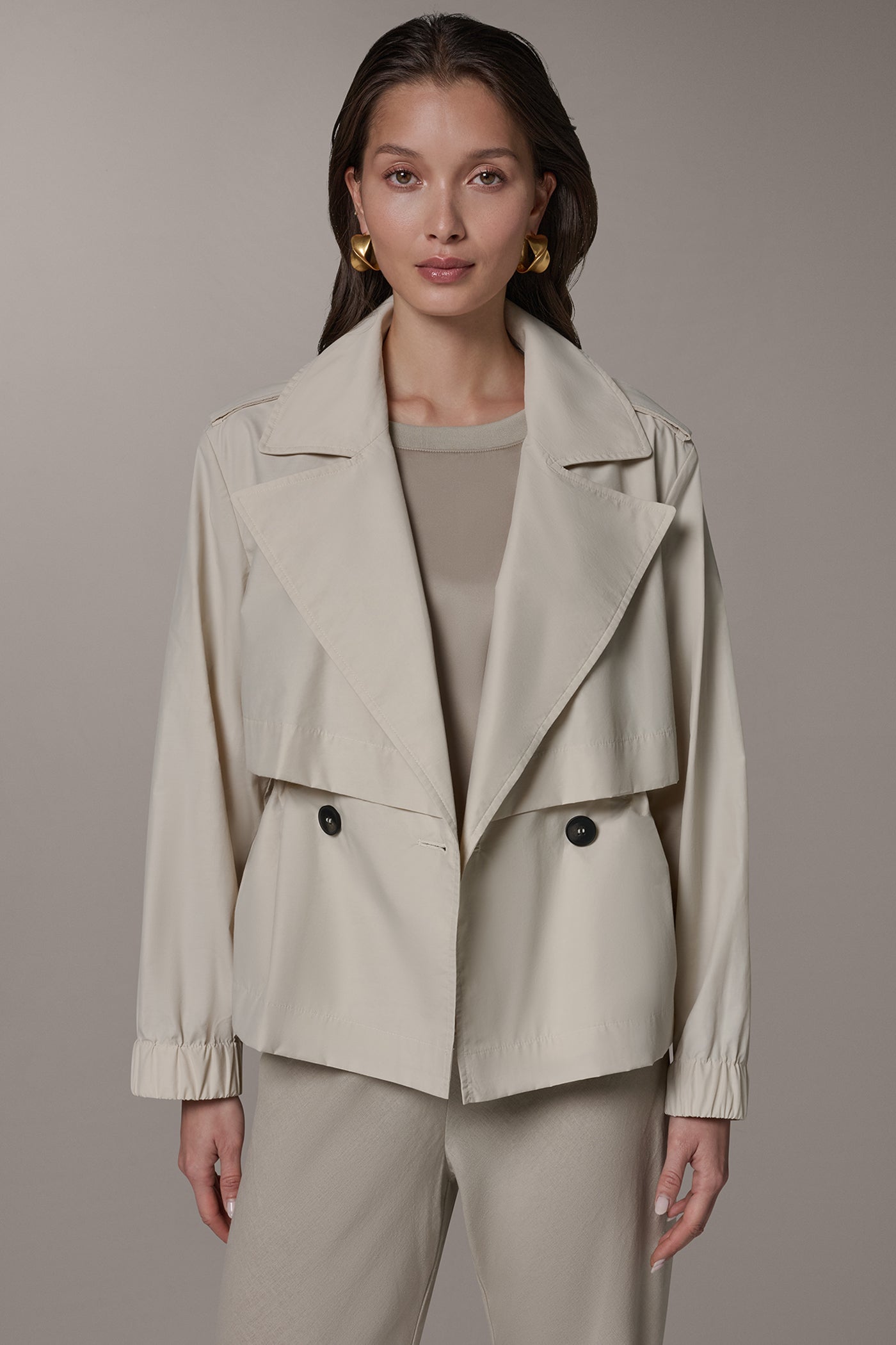 Donna Karan | LONG SLEEVE DOUBLE BREASTED TRENCH JACKET