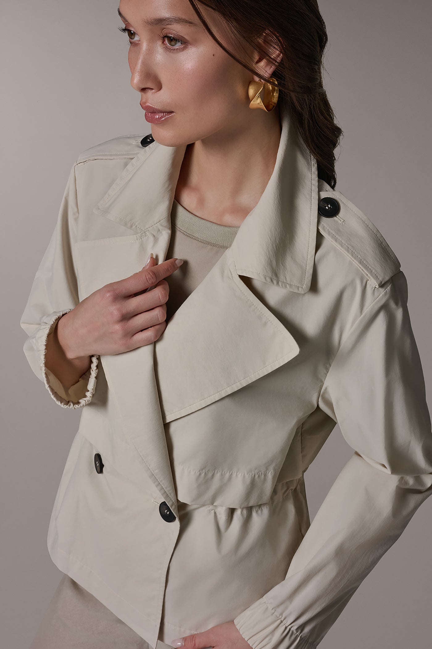 Donna Karan | LONG SLEEVE DOUBLE BREASTED TRENCH JACKET