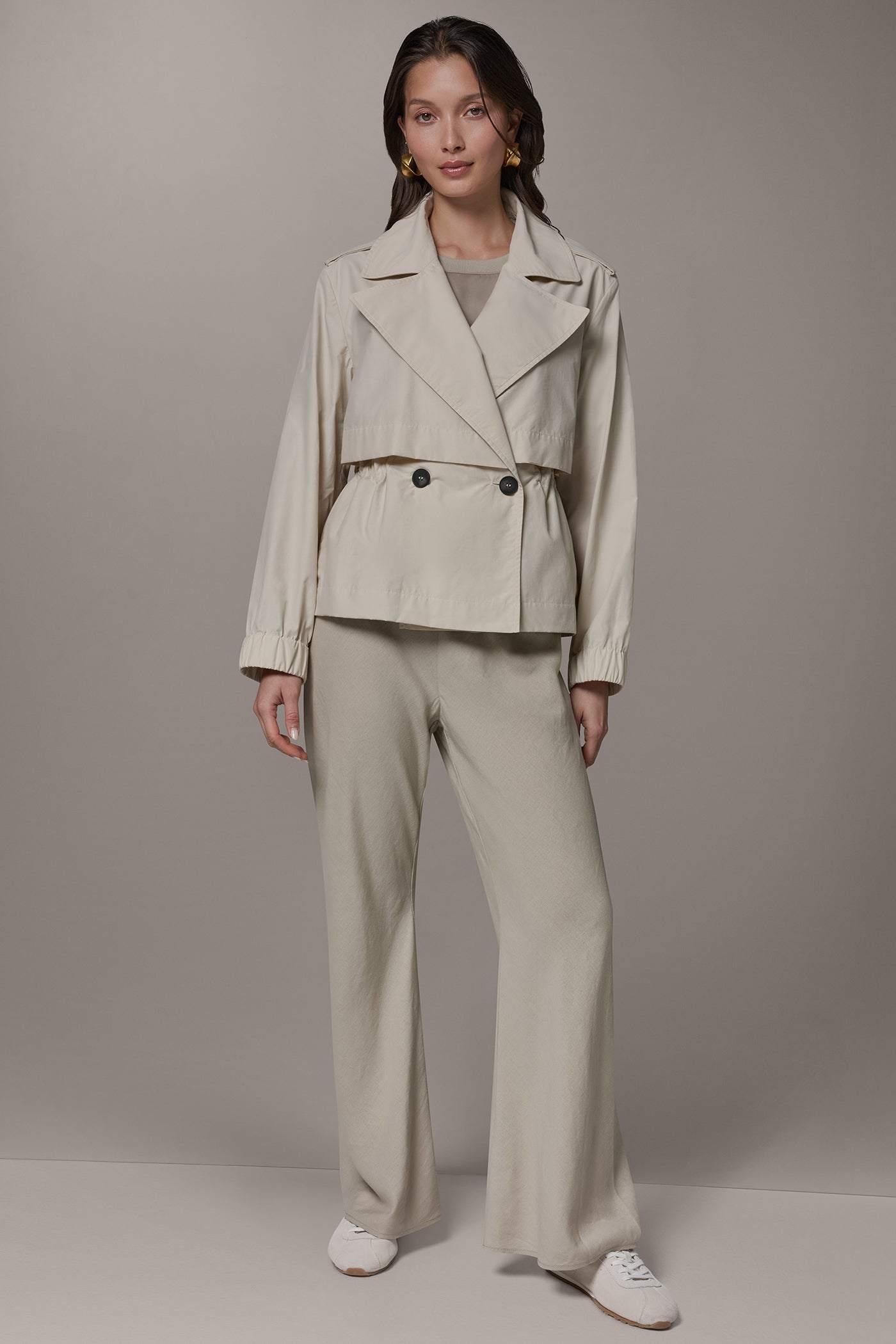 Donna Karan | LONG SLEEVE DOUBLE BREASTED TRENCH JACKET