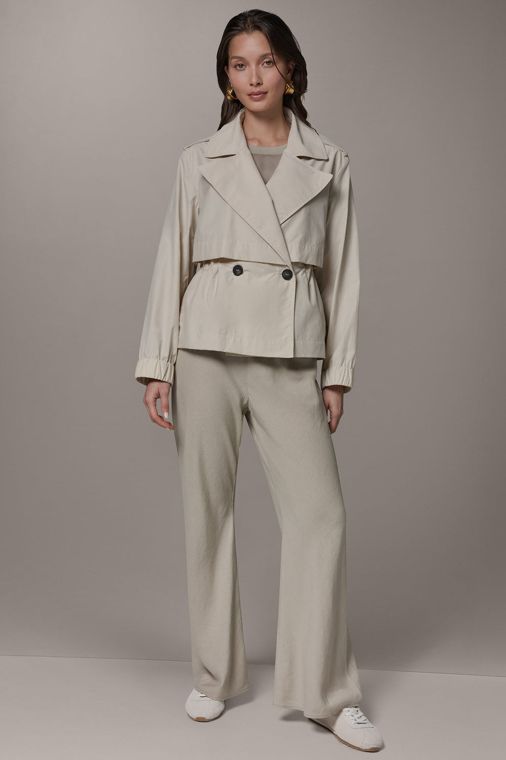 Donna Karan | LONG SLEEVE DOUBLE BREASTED TRENCH JACKET