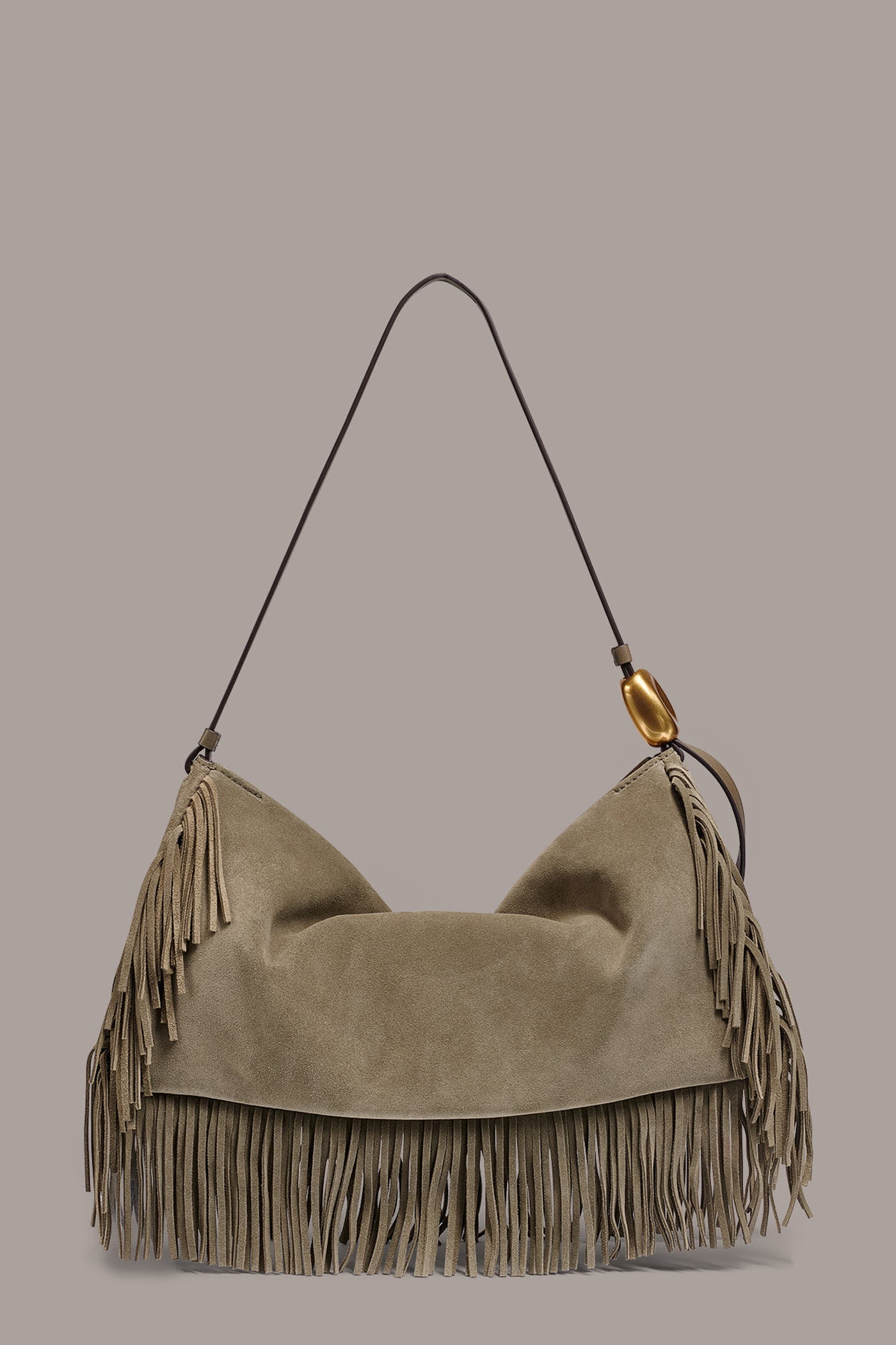 Donna Karan | VELVET LARGE FRINGE SHOULDER BAG