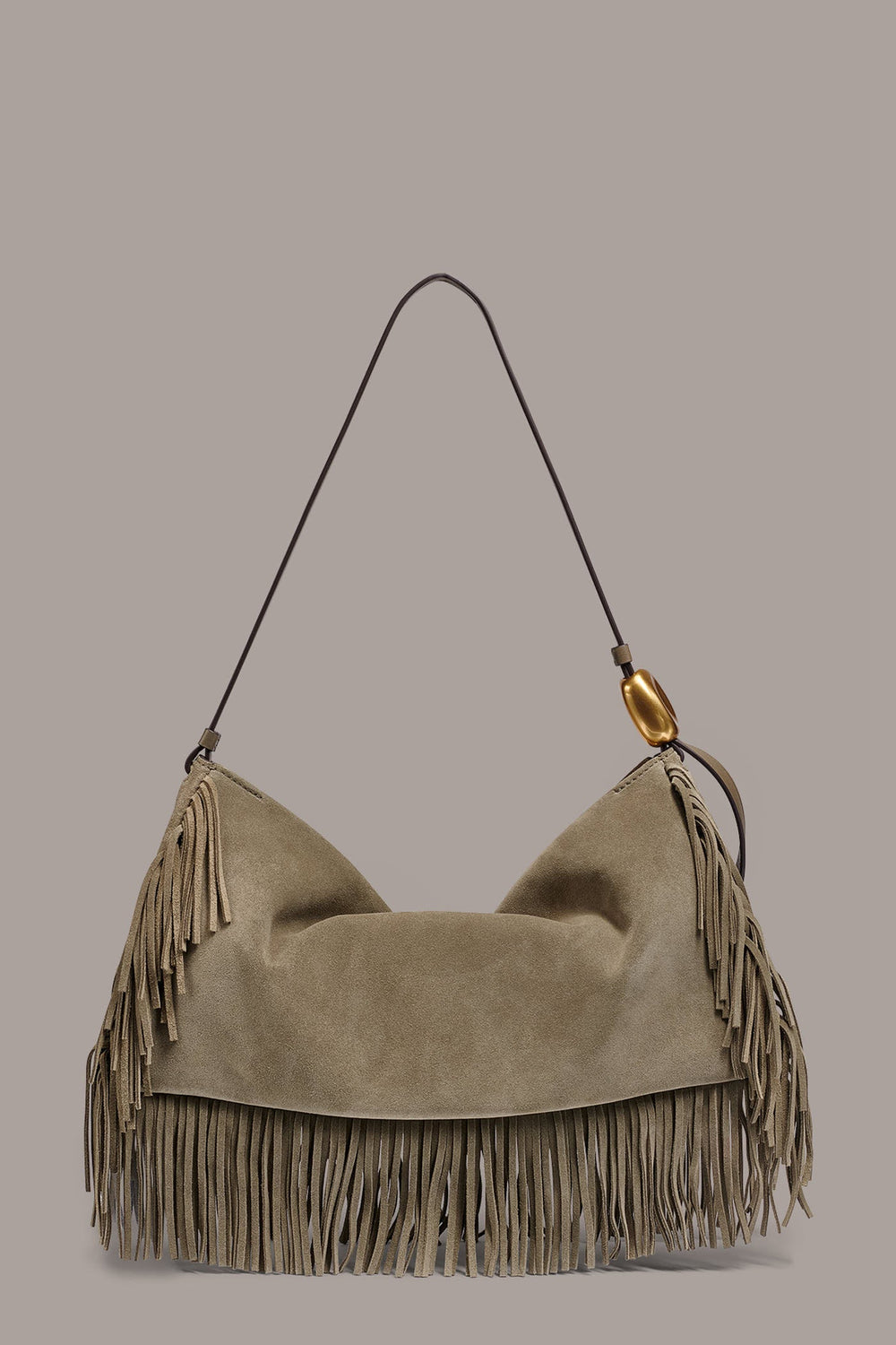Donna Karan | VELVET LARGE FRINGE SHOULDER BAG