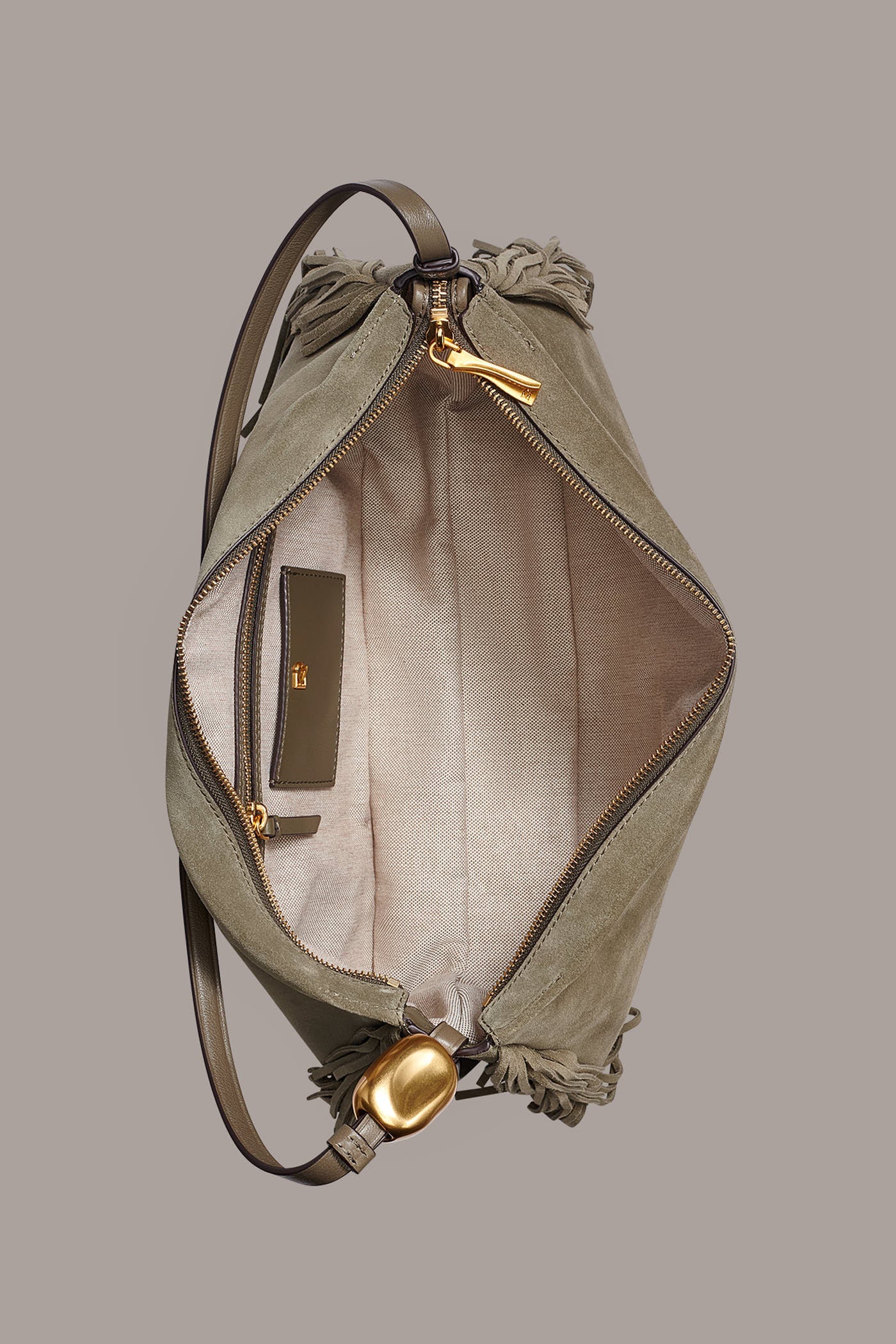 Donna Karan | VELVET LARGE FRINGE SHOULDER BAG
