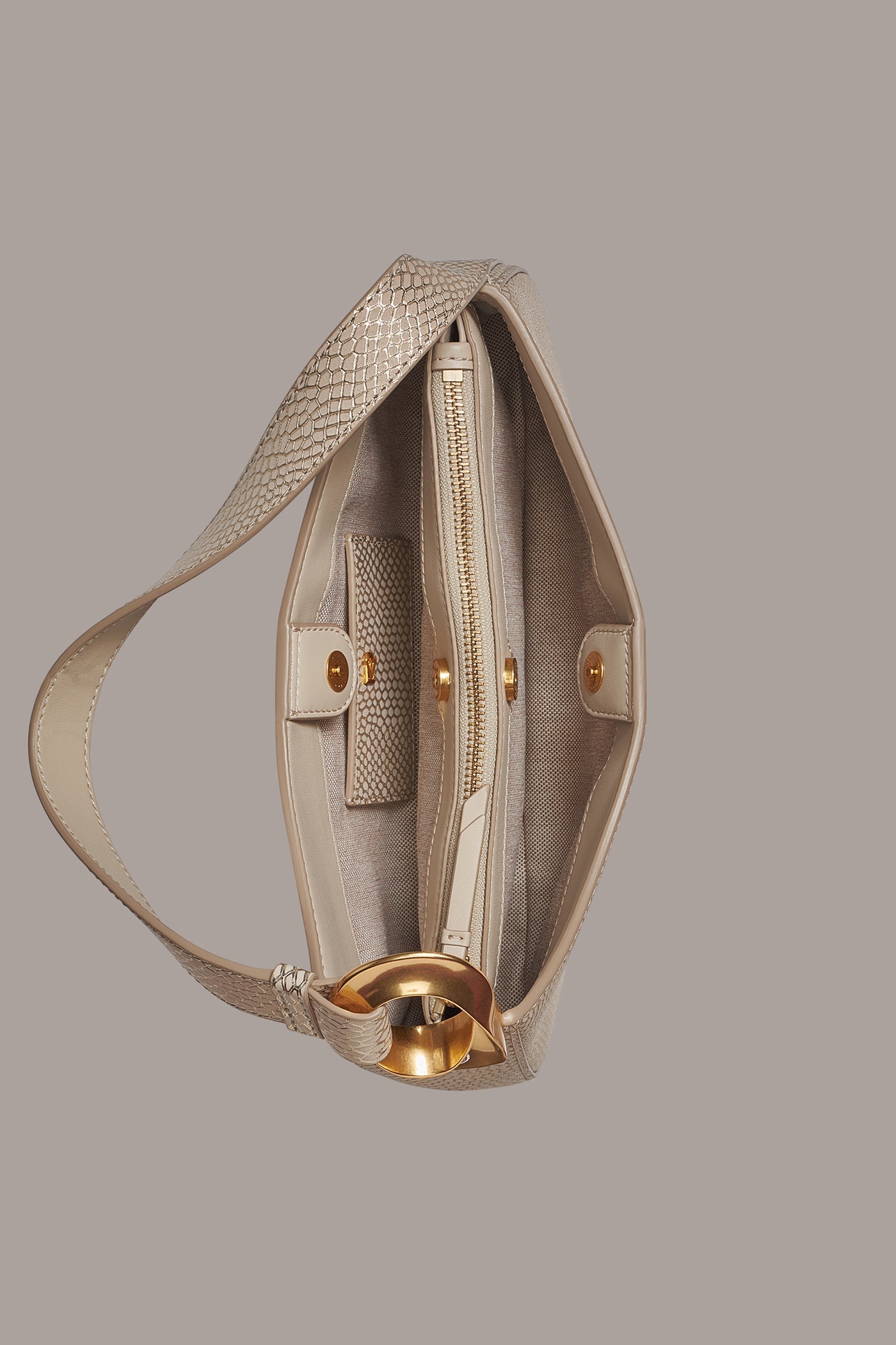 Donna Karan | JERSEY METALLIC SNAKE-EFFECT SHOULDER BAG