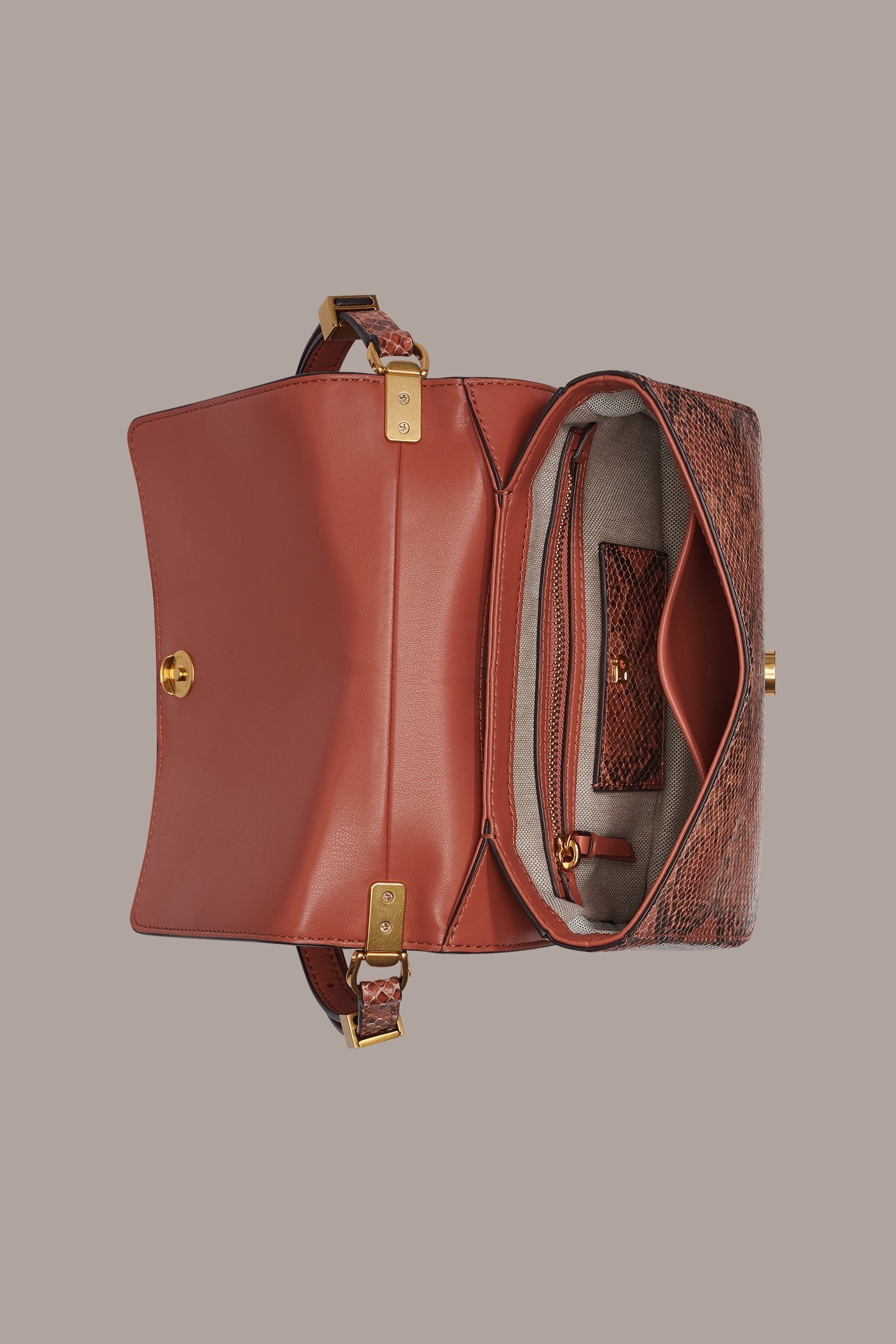 Donna Karan | JERICHO SNAKE-EFFECT LEATHER SHOULDER BAG