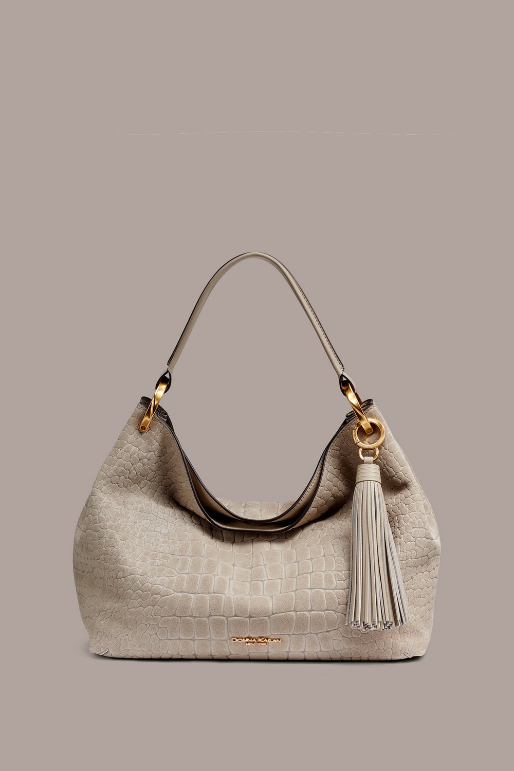 Donna Karan | GLENWOOD CROC-EFFECT SUEDE SHOULDER BAG
