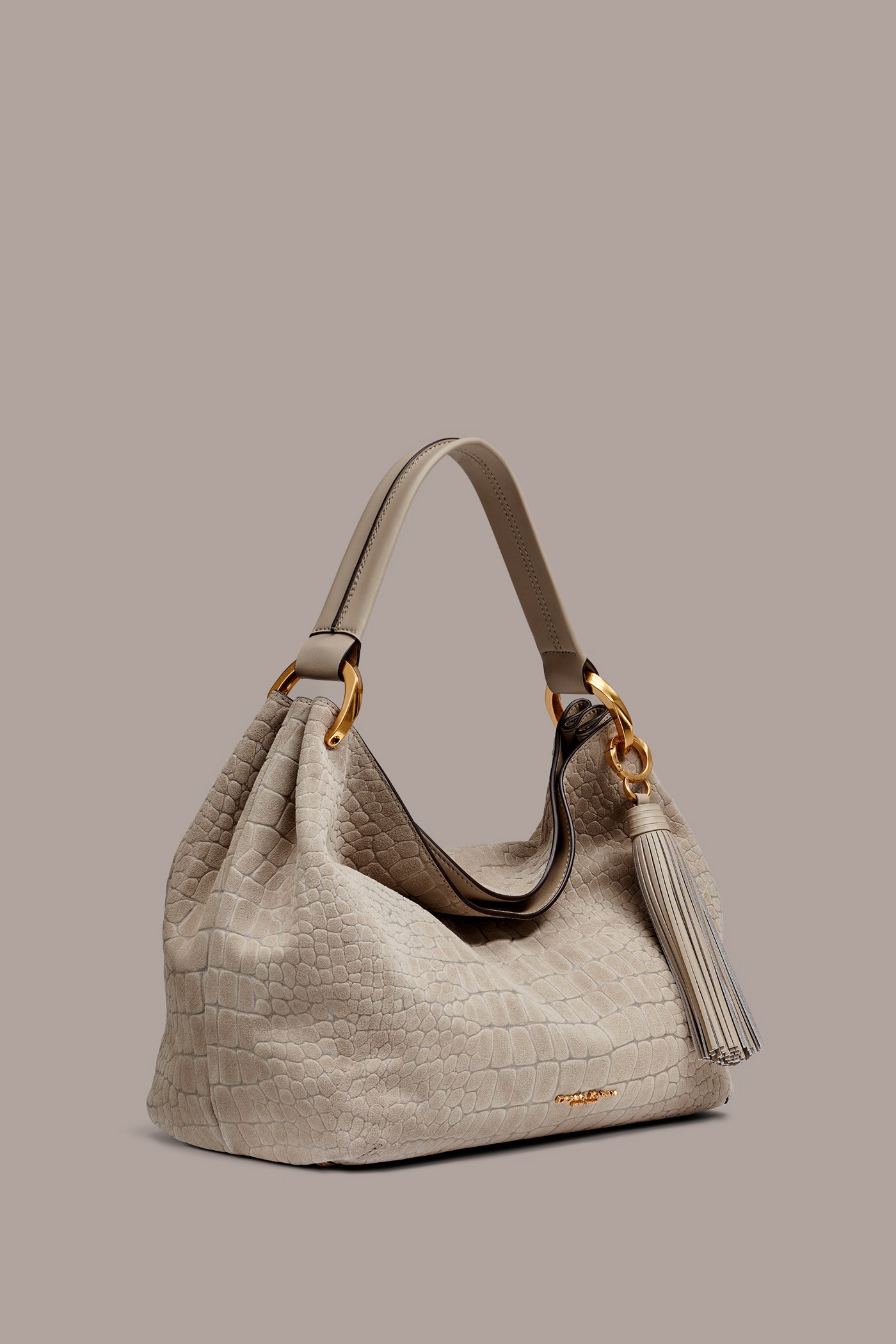 Donna Karan | GLENWOOD CROC-EFFECT SUEDE SHOULDER BAG