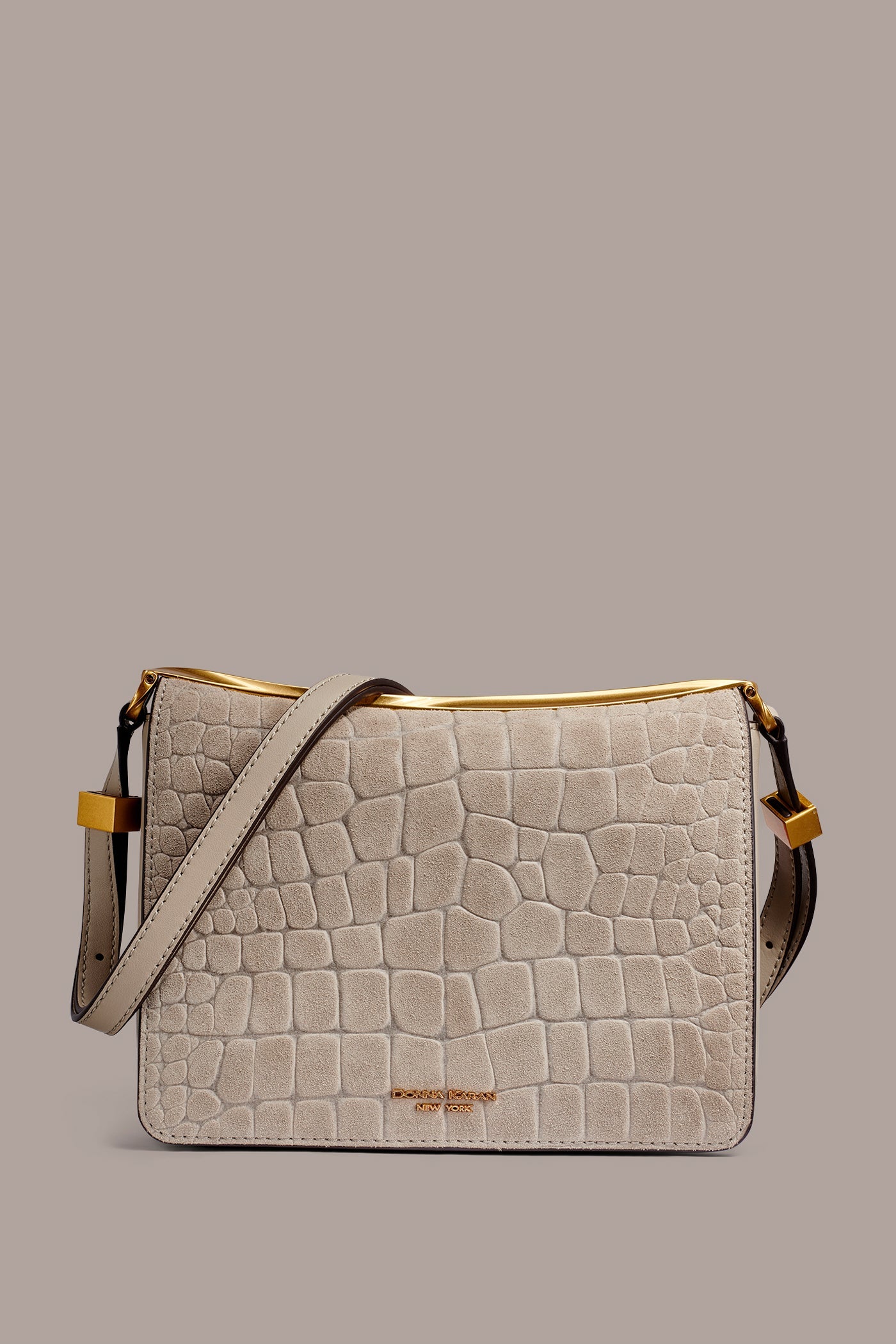 Donna Karan | JERICHO CROC-EFFECT SUEDE SHOULDER BAG