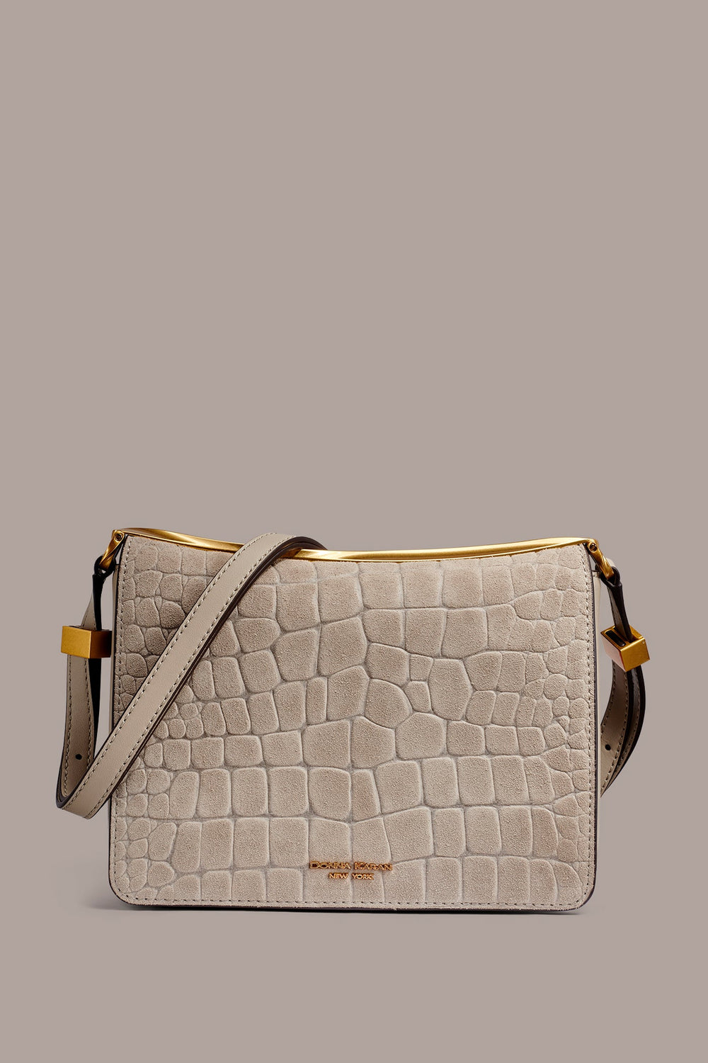Donna Karan | JERICHO CROC-EFFECT SUEDE SHOULDER BAG