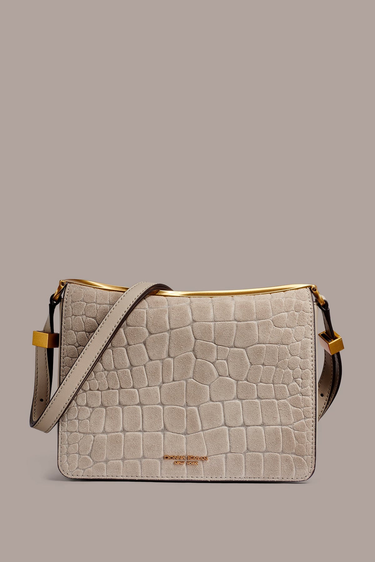 Donna Karan | JERICHO CROC-EFFECT SUEDE SHOULDER BAG