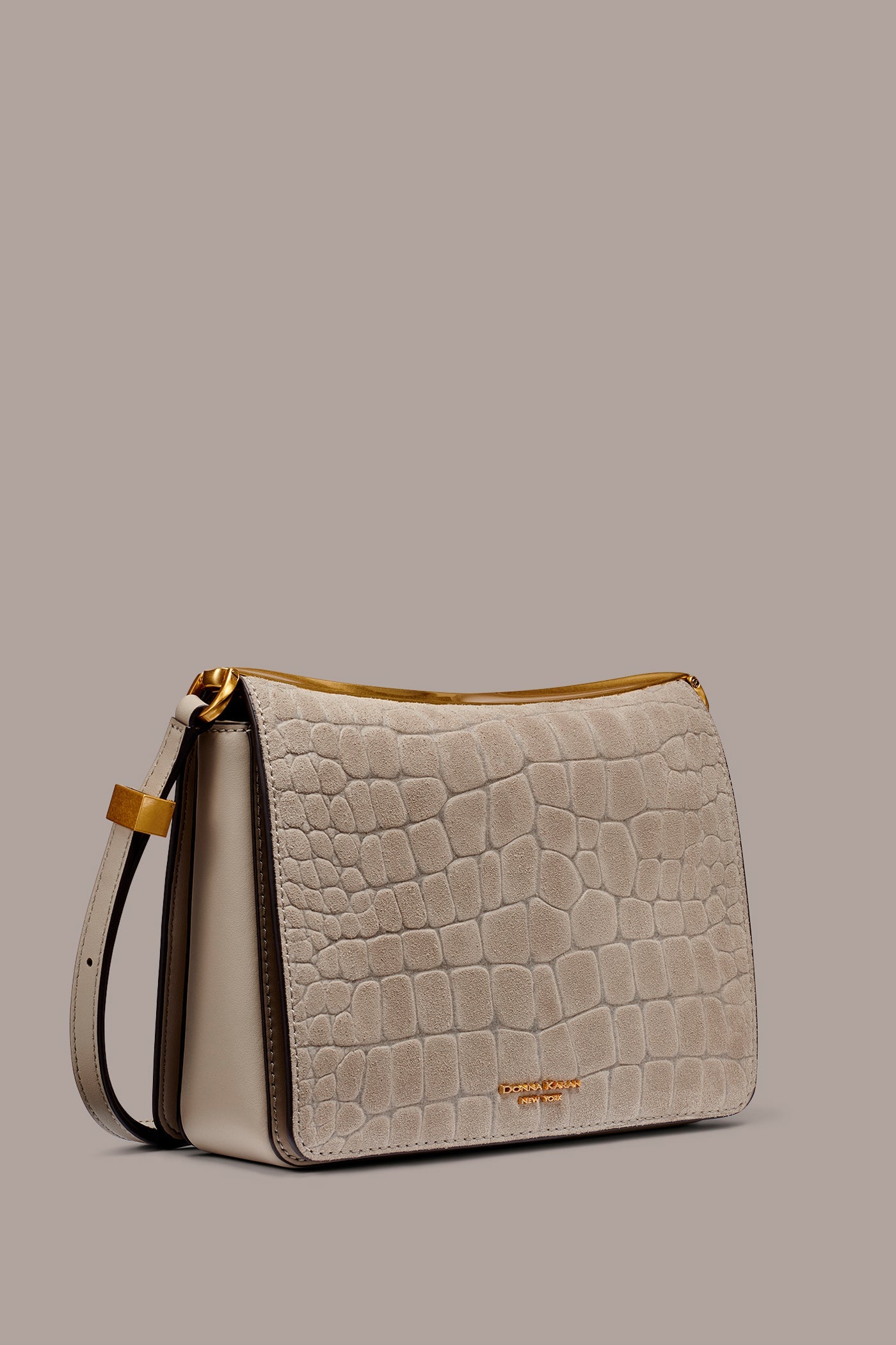 Donna Karan | JERICHO CROC-EFFECT SUEDE SHOULDER BAG