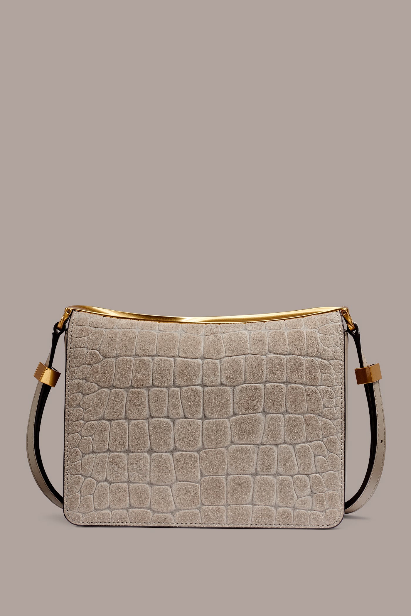 Donna Karan | JERICHO CROC-EFFECT SUEDE SHOULDER BAG