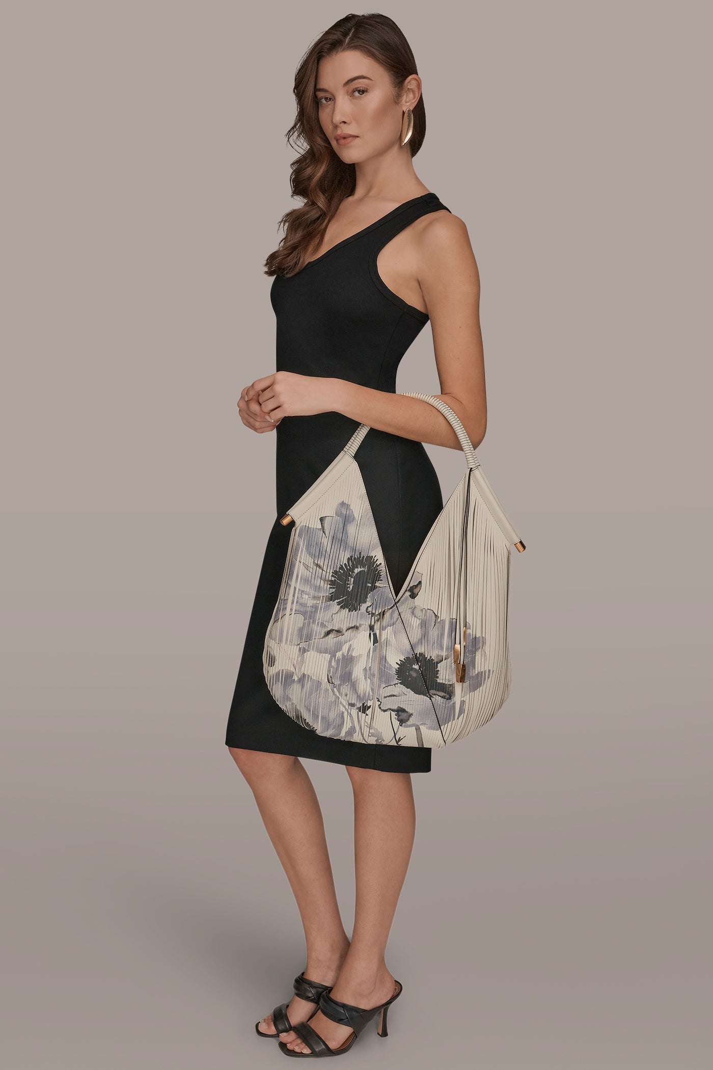 Donna Karan | BALDWIN FLORAL LASER-CUT LEATHER LARGE SHOULDER BAG