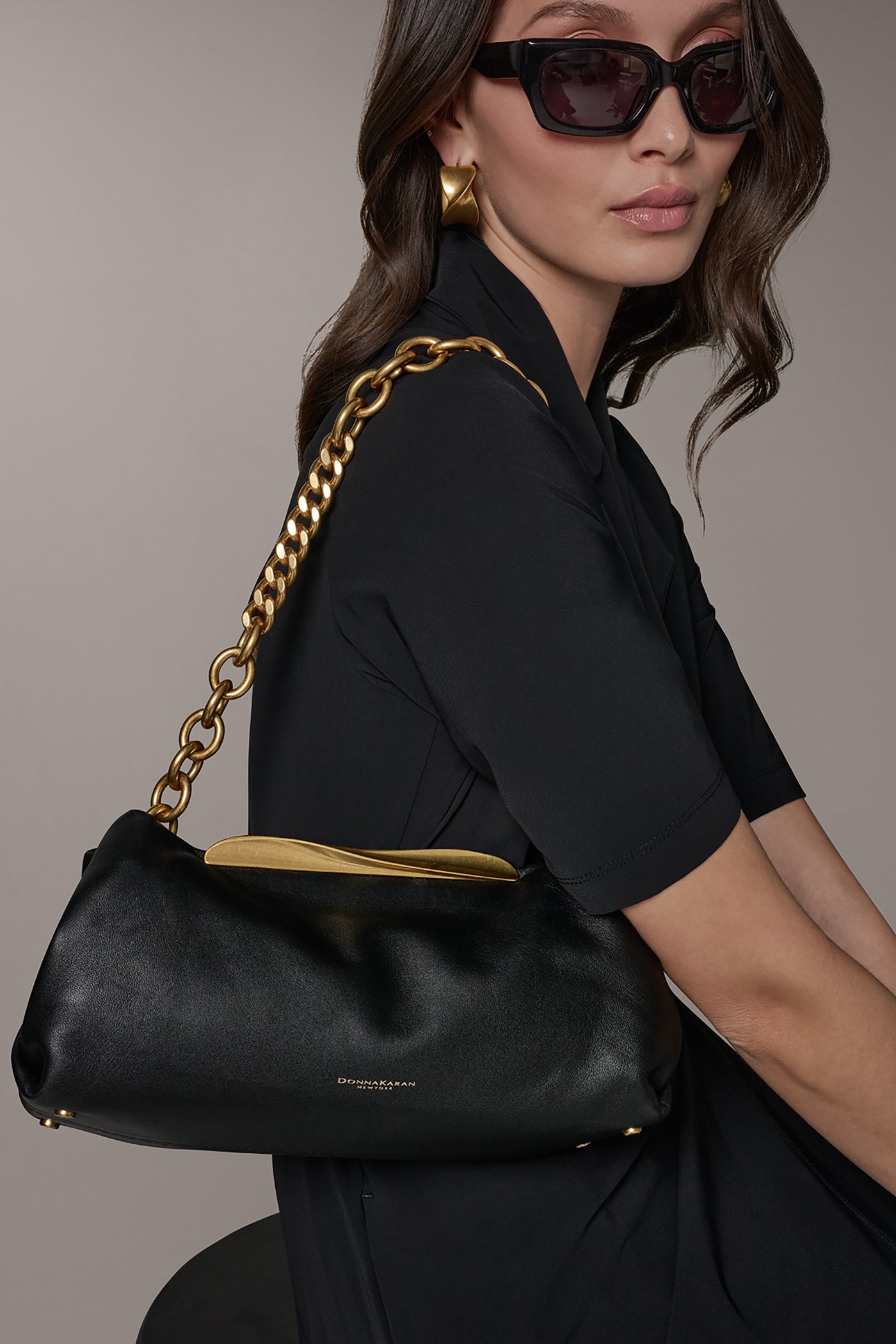 Donna Karan | POPLIN LEATHER CLUTCH