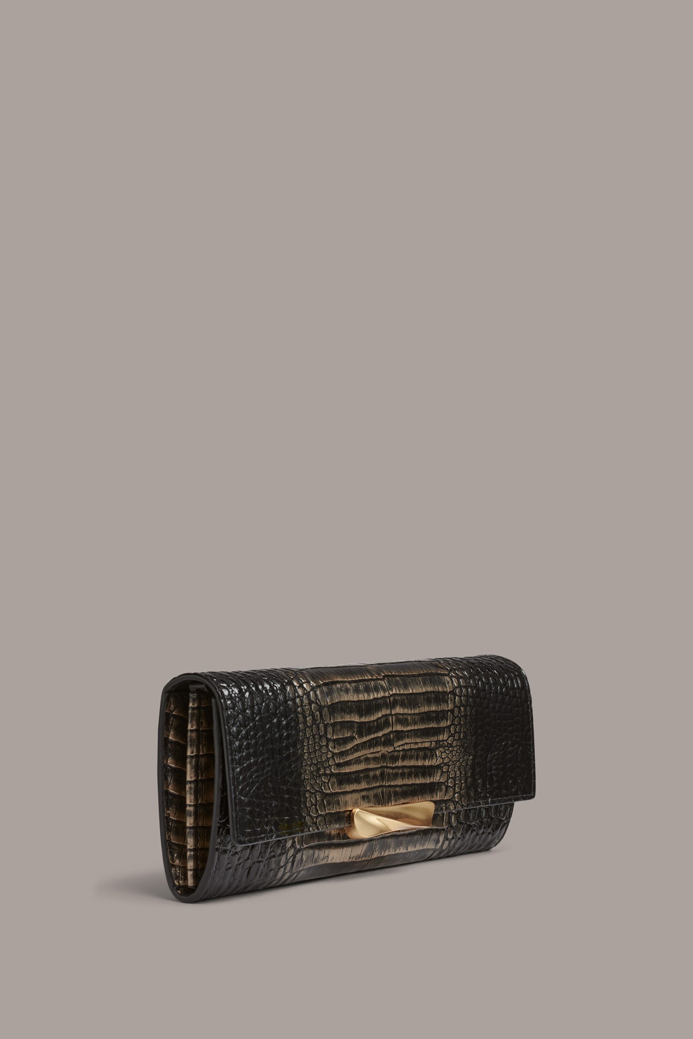 Donna Karan | AMAGANSETT METALLIC CROC-EFFECT FLAP WALLET