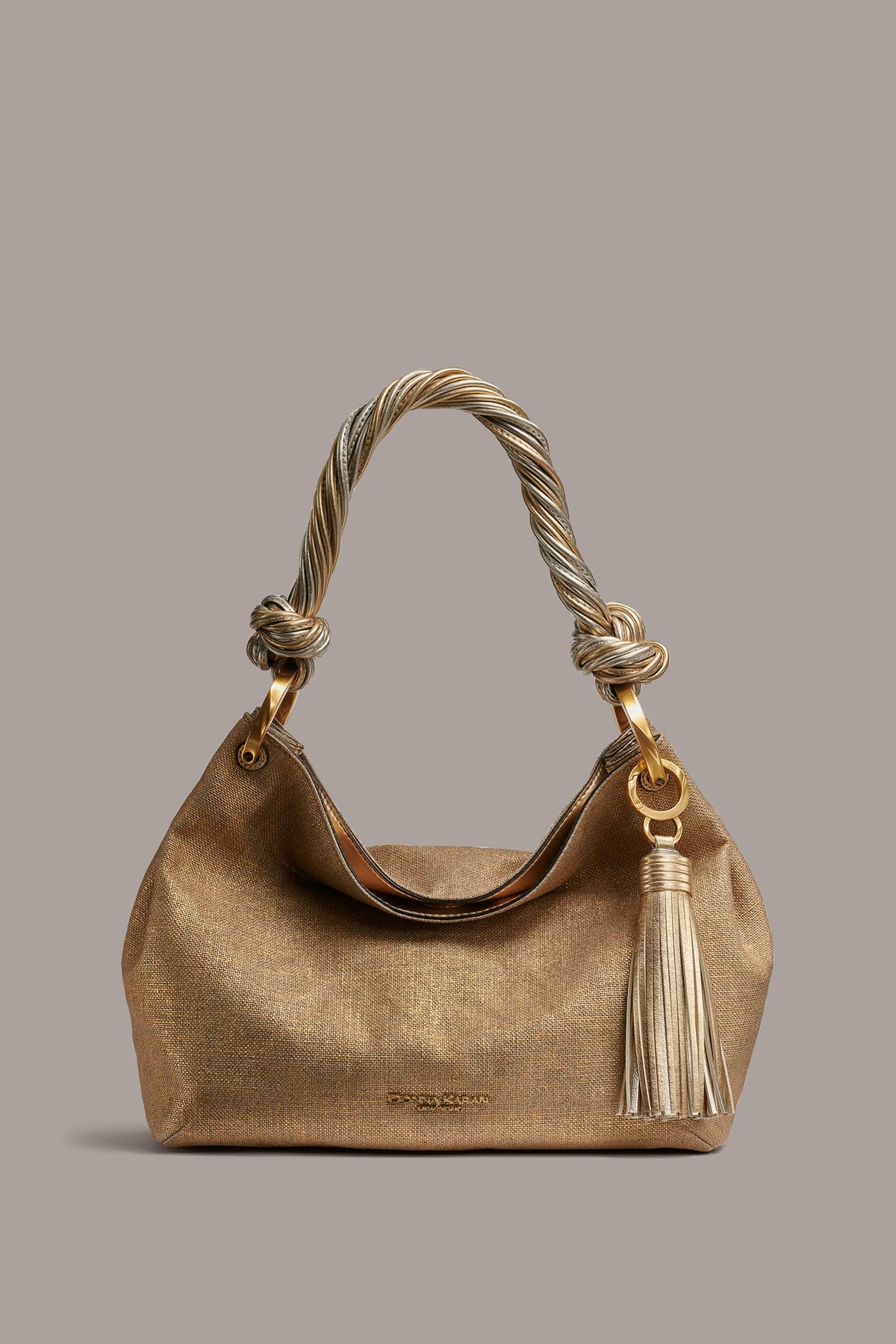 Donna Karan | GLENWOOD SMALL METALLIC CANVAS SHOULDER BAG
