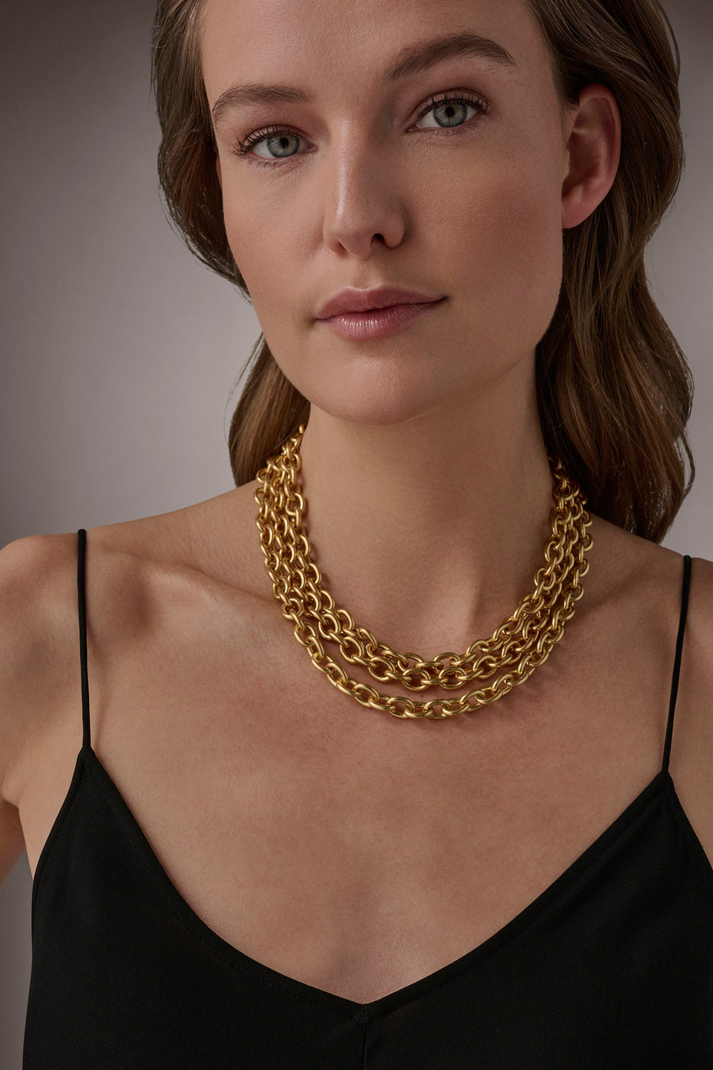 Donna Karan | MULTI ROW CHAIN LINK COLLAR NECKLACE