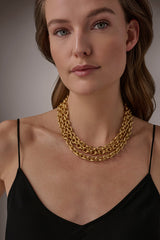 Donna Karan | MULTI ROW CHAIN LINK COLLAR NECKLACE