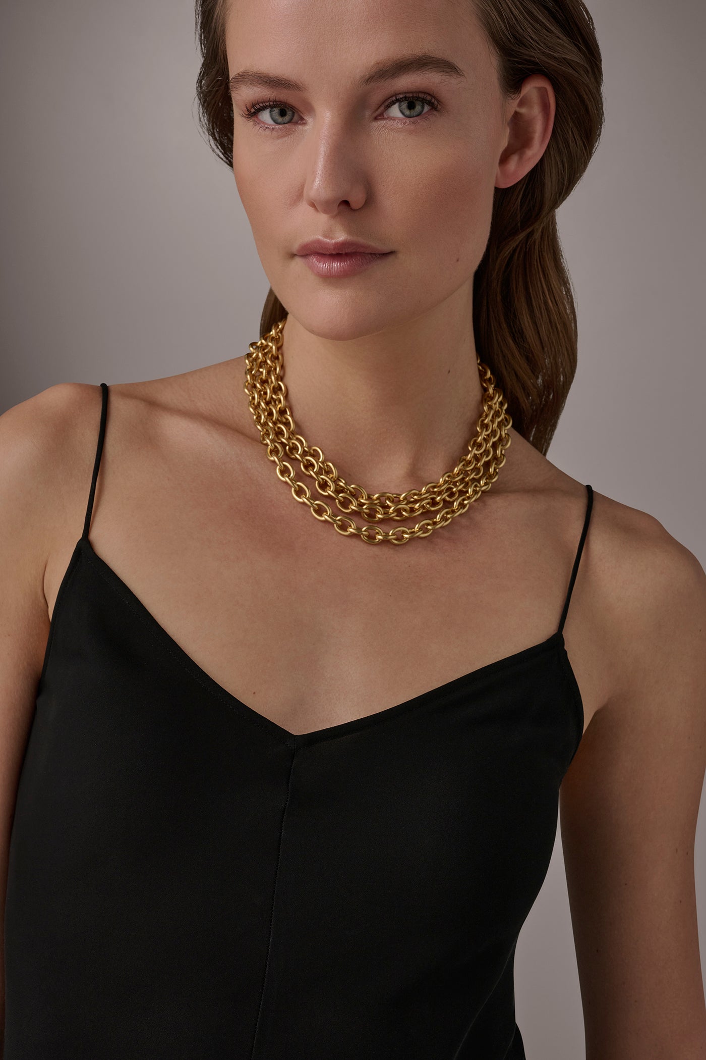 Donna Karan | MULTI ROW CHAIN LINK COLLAR NECKLACE