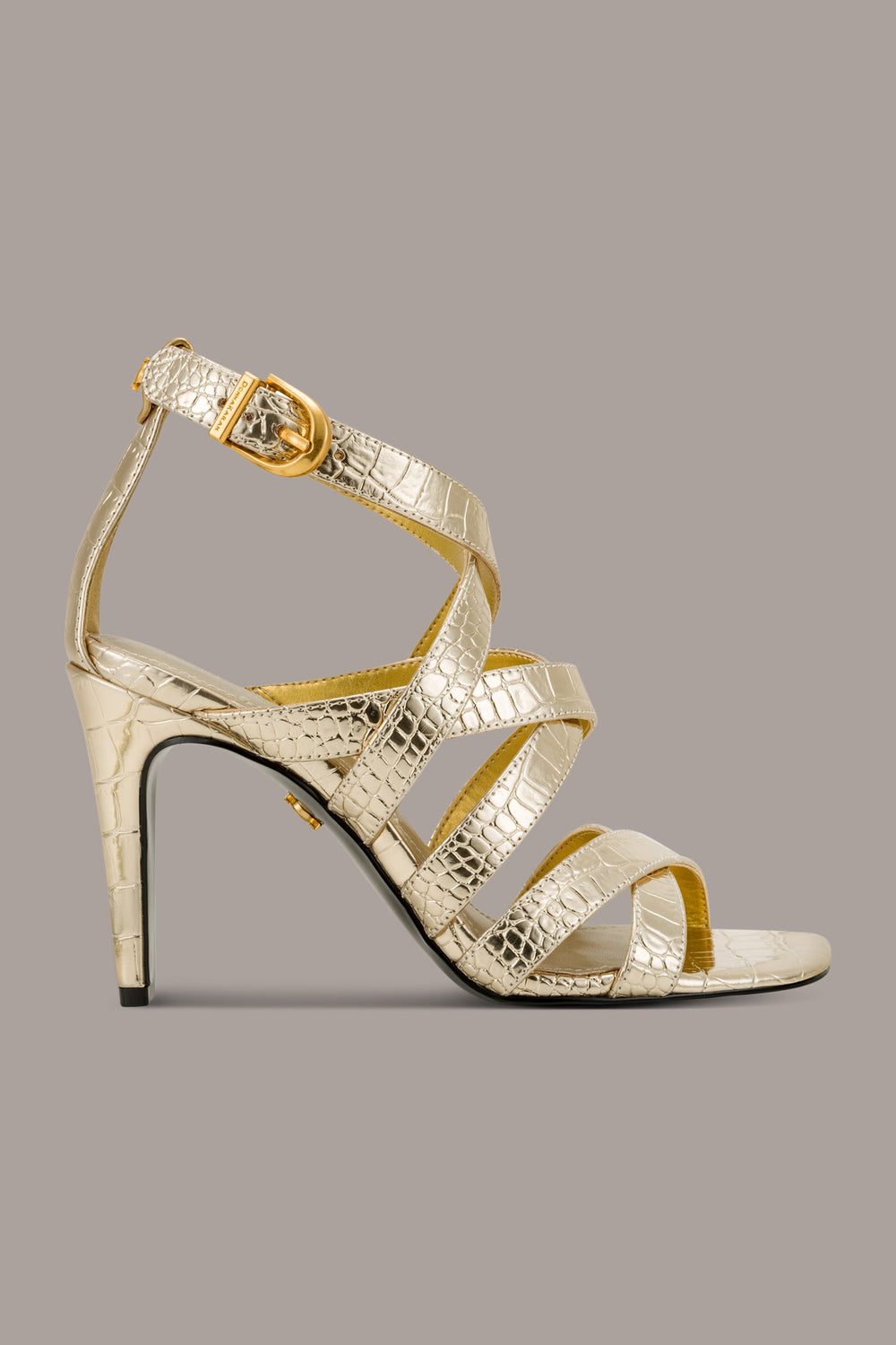 Donna Karan | BRIARROSE METALLIC CROC-EFFECT ANKLE-STRAP SANDAL