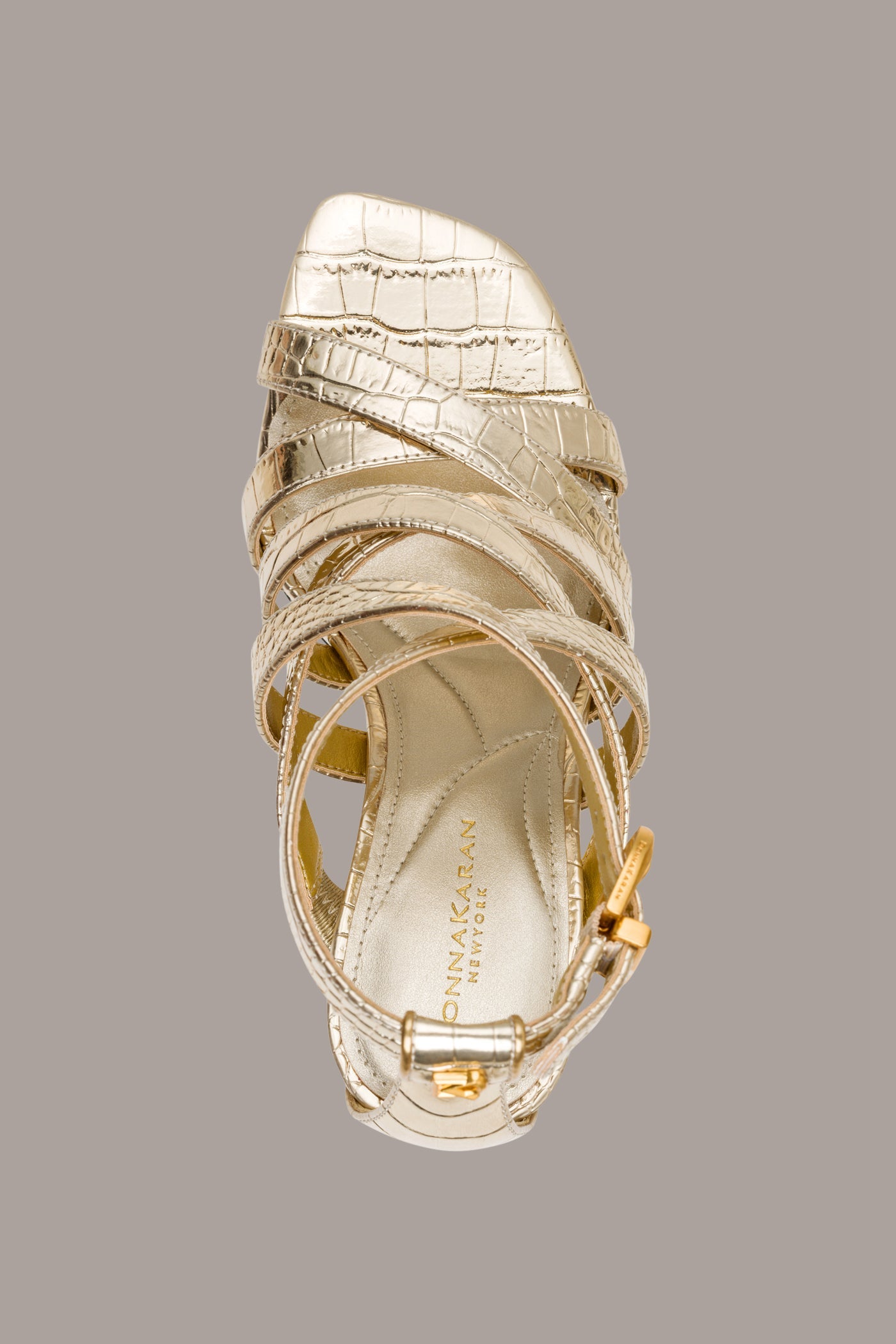 Donna Karan | BRIARROSE METALLIC CROC-EFFECT ANKLE-STRAP SANDAL