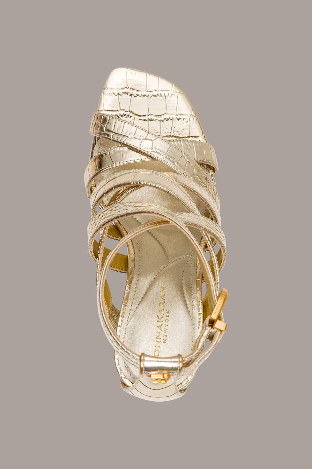 Donna Karan | BRIARROSE METALLIC CROC-EFFECT ANKLE-STRAP SANDAL